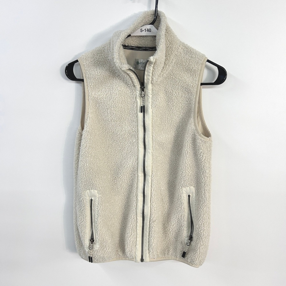 Aventura Sherpa Fleece Vest XS Ivory Full Zip Recycled Outdoor Gorpcore Granola